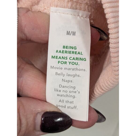 AERIE Women's Size Medium Oversized Loose Fit Crewneck Sweatshirt Light Pink - Picture 4 of 8